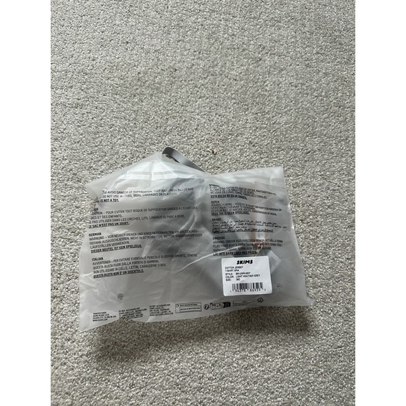 NEW SKIMS Cotton Jersey T-Shirt Bra Light Heather Grey Style 36C - Picture 3 of 5